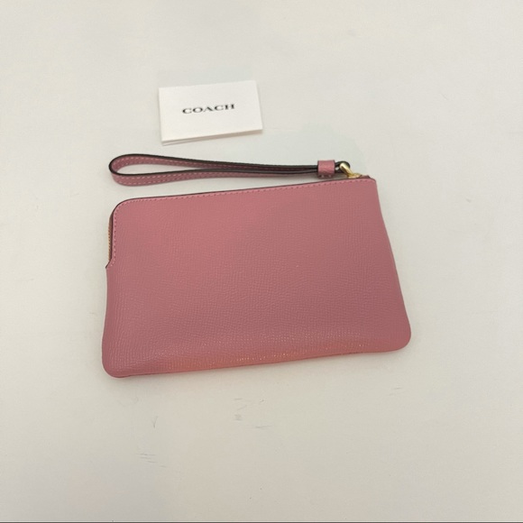 Coach Light Pink / True Pink Corner Zip Wristlet New With Tag - Picture 8 of 13